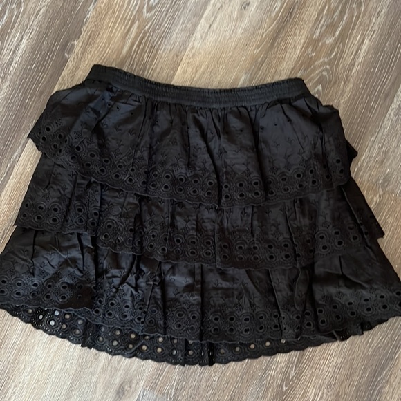 NWT House of Harlow tiered eyelet mini skirt black L - Picture 6 of 8